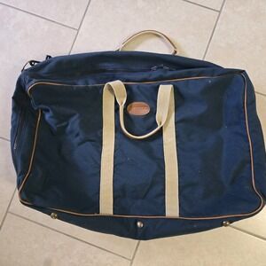 Mazda XL Navy Canvas Duffle Tote Bag 25x16x8 in With Shoulder Strap and Handles